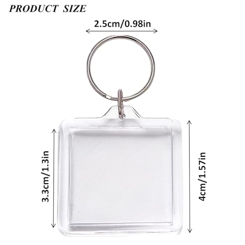 40Pcs Clear Acrylic Photo Frame Keychains - 4x4CM Double-Sided