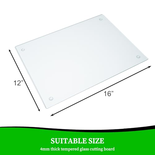 Tempered Glass Cutting Board - Scratch Resistant, Heat Safe 16"x12"