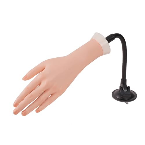 Left Practice Hand for Acrylic Nails with Holder - Flexible Mannequin Nail Practice Tool