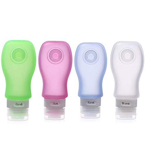 1oz Silicone Travel Bottles - 4 Pack Portable Squeeze Containers - TSA Approved