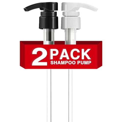 2-Pack Shampoo Dispenser Pumps for 33.8 oz Liter Bottles - Black & White, Lockable, Universal Fit