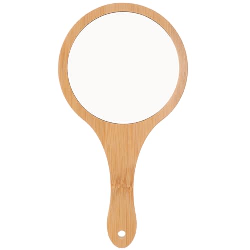 NOLITOY Wooden Handheld Vanity Mirror - Portable 10 Inch Makeup & Grooming Tool