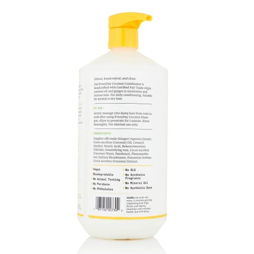 Alaffia EveryDay Coconut Conditioner 32 Oz - Hydrating, Detangler, Frizz Control