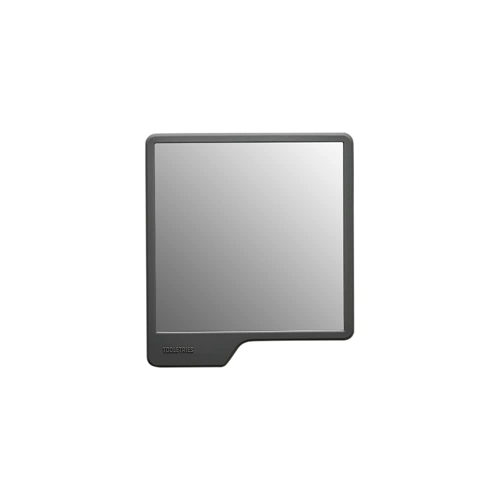 TOOLETRIES Oliver Shower Mirror - Premium Shower Mirror for Shaving, Grooming - 100% Silicone - Shatterproof Mirror - Grips to Shiny Surfaces - No Suction Cups - No Adhesives - Charcoal