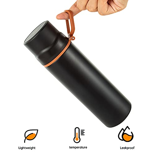 Insulated Stainless Steel Travel Mug with Handle - 15oz Leakproof Flask