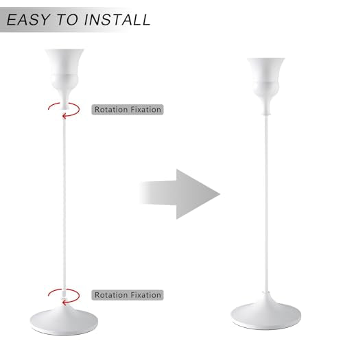 SHOWIN White Taper Candle Holders Set of 3 - Sturdy Aluminum Alloy Decor