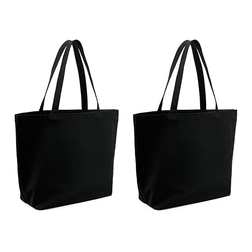REDSINDA Blank Canvas Cotton Tote Bags - Set of 2 Reusable Grocery Bags