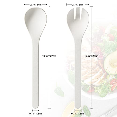 Lekoch Plant-Based Salad Serving Set - Reusable Fork & Spoon, Microwave & Dishwasher Safe
