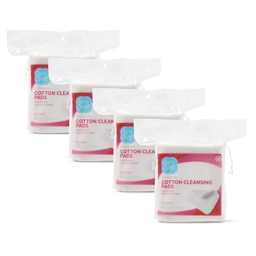 Simply Soft Jumbo Cotton Cleansing Pads - 200 Count, 100% Pure Cotton