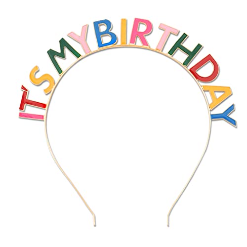CIEHER Rainbow Birthday Crown Headband for Women - Adjustable Tiara