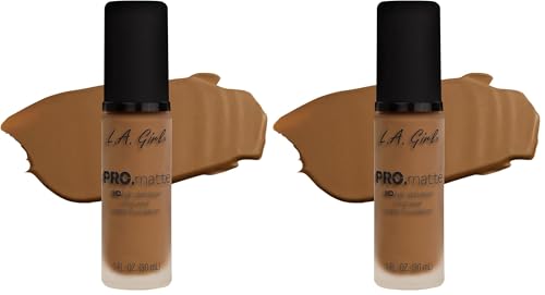 L.A. Girl PRO.Matte Foundation, Cafe GLM682 - Long-Lasting, 4oz (Pack of 2)