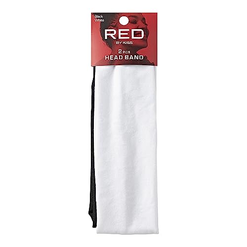Red by Kiss Wide Stretchy Headbands for Women - 2 Pcs Black & White