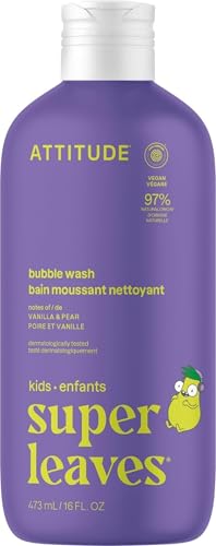 Attitude Kids Bubble Wash - EWG Verified Vegan Bath & Shampoo, Vanilla & Pear, 16 Fl Oz