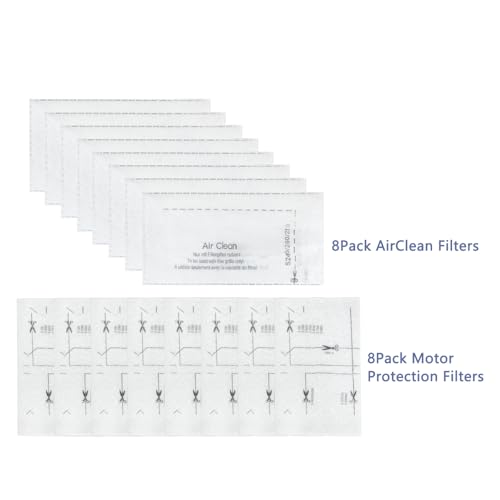 8 Pack Miele Compatible AirClean & Motor Protection Filters