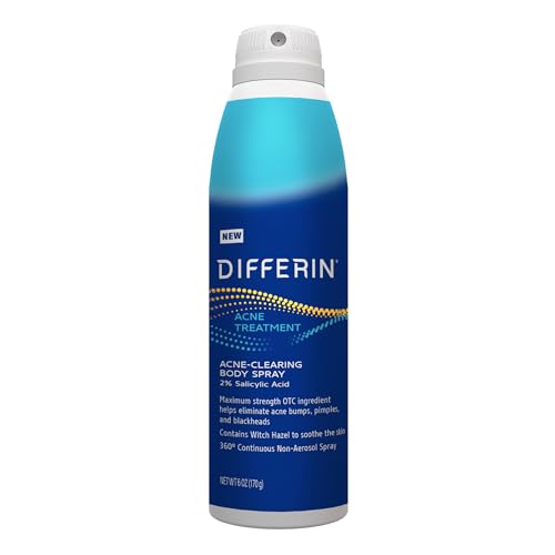 Differin Acne Body Spray - Salicylic & Glycolic Acid Treatment for Back & Chest, 6oz