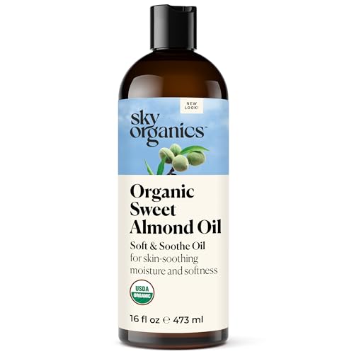 Sky Organics Organic Sweet Almond Oil, 100% Pure Cold-Pressed Body Oil, 16 oz