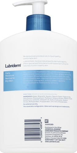 Lubriderm Fragrance-Free Daily Moisture Lotion Pack of 2 - 16 oz Sensitive Skin Hydrating Body & Face Lotion