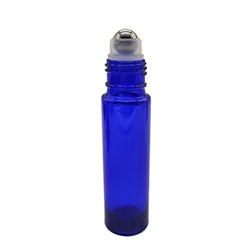 24 Pack 10ml Cobalt Blue Glass Roller Bottles with Stainless Steel Balls