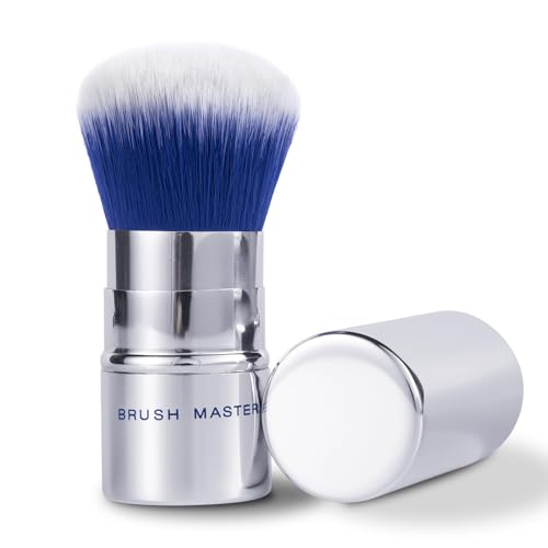 Blue Retractable Kabuki Makeup Brush - Portable Powder Brush