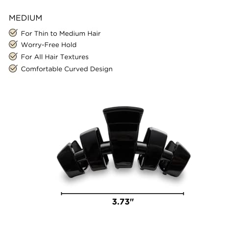 Teleties Medium Hair Clip - Strong Grip, Bendable Teeth, Jet Black