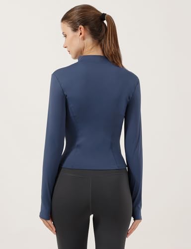 Locachy Women's Lightweight Stretchy Full Zip Track Jacket - Navy Blue XL
