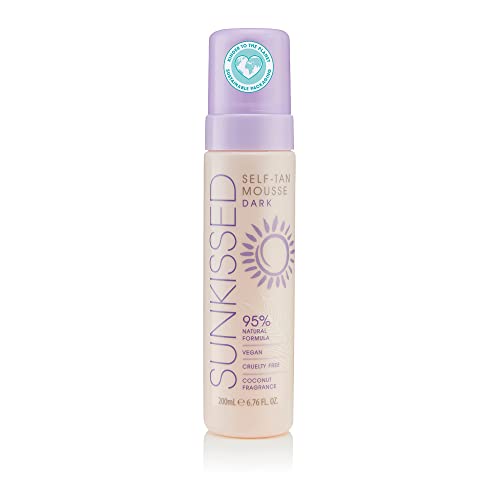 Sunkissed Self Tan Mousse Dark 200ml – 95% Natural, Cruelty Free