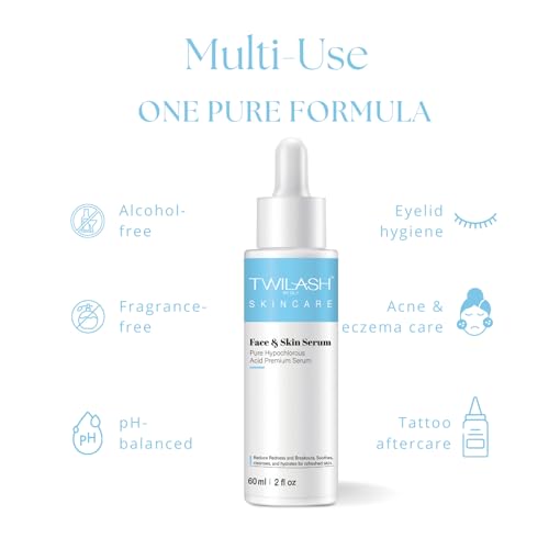 TWILASH Hypochlorous Acid Face Serum 2-Pack with Facial Massager (120ml)