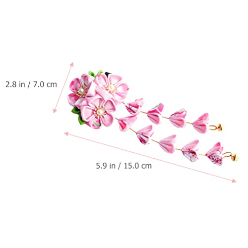 LUOZZY Japanese Kanzashi Hair Clips with Flower & Tassel Design
