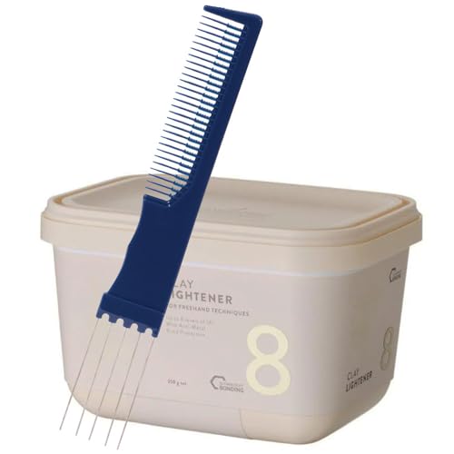 Dual Comb + BlondeMe Hair Lightening Clay Powder 350g (12.34 oz) | Dust-Free Hair Bleach Powder for Up to 8 Levels of Lift | Salon Hair Coloring & Highlighting Kit