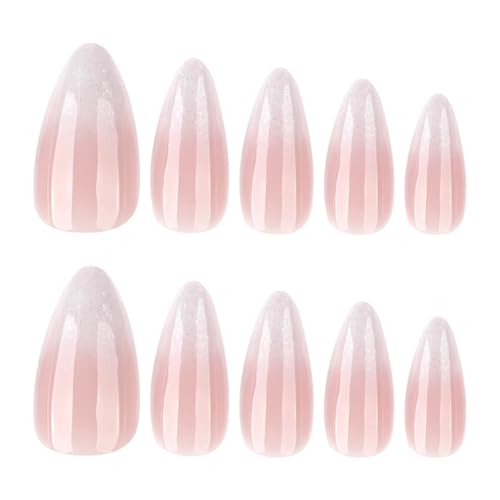 Pink & White Stiletto Cat Eye Press-On Nails Glitter Tips 24 Count