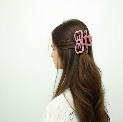 Kawaii Cat Bow Claw Clips - 2 Pcs Pink & Cream Hair Accessories