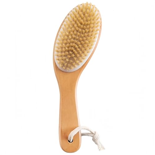 Natural Bristle Dry Brushing Body Brush with Wooden Handle