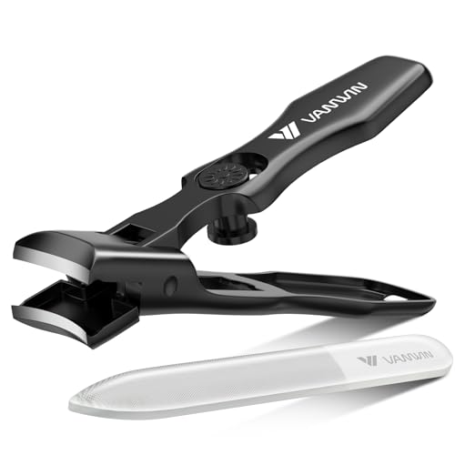 VANWIN Black Heavy Duty Nail Clippers for Thick Nails, Safe Wide Jaw Opening
