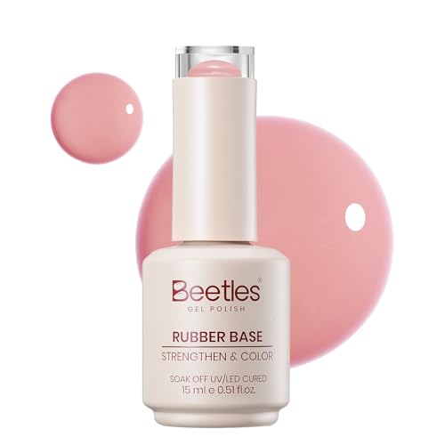 Beetles Rosy Nude Pink Rubber Base Gel – 15ml Builder Coat for Natural Nails
