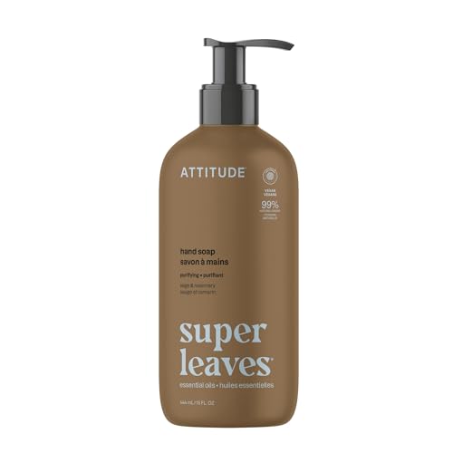 ATTITUDE Liquid Hand Soap with Essential Oils - Sage & Rosemary, 15 Fl Oz, Vegan & EWG Verified