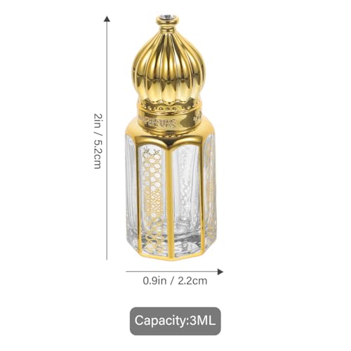 LALAFINA 0.1oz Gold Essential Oil Dropper Bottles 3-Pack Refillable Glass for Perfume & Aromatherapy Travel