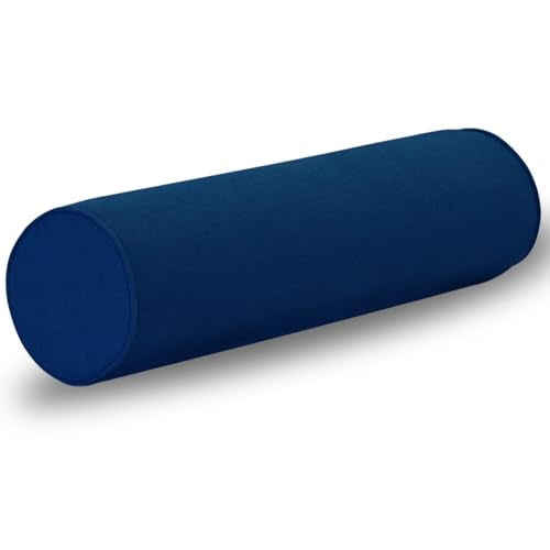 Cylindrical Neck Roll Pillow Cover with Hidden Zipper - Navy Blue, 6x24