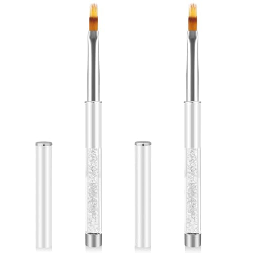 Nail Ombre Brushes Set with Rhinestone Handles - 2 Pcs