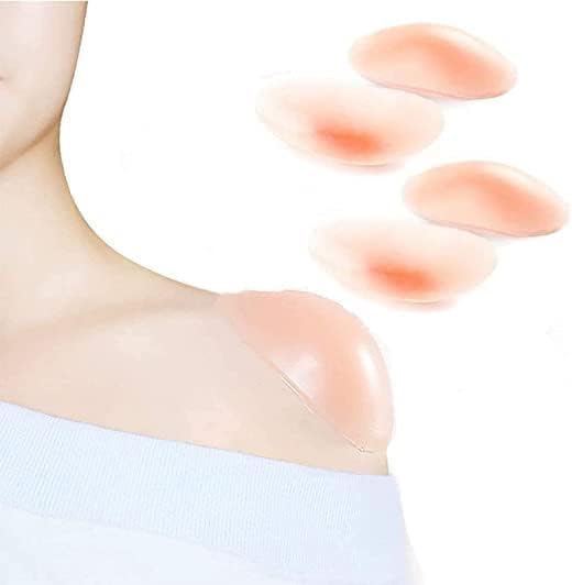 Silicone Shoulder Pads - Invisible Anti-Slip Push-Up Enhancers | Reusable & Breathable (2 Pairs, Transparent & Skin)