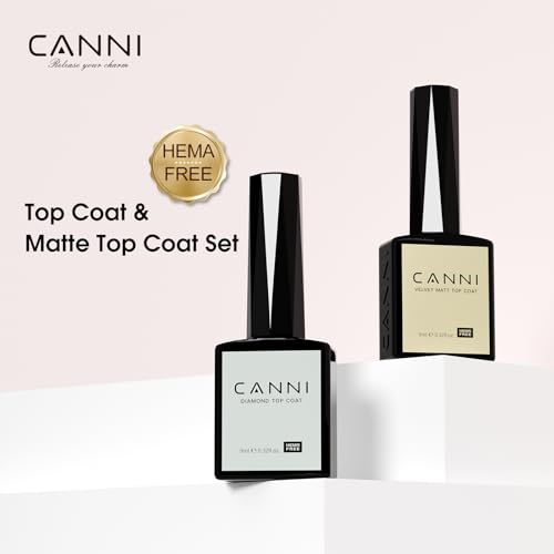 CANNI 2PCS Matte & Glossy Gel Top Coat Set - 9ml No Wipe