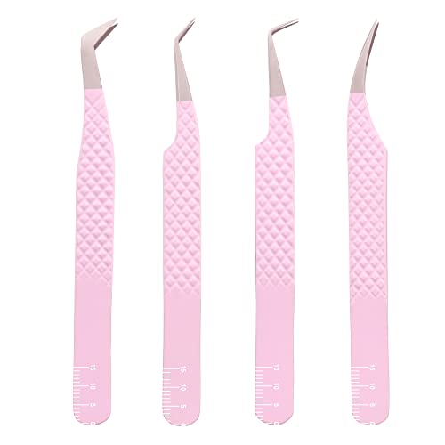 M Lash V5 Lilac Tweezers Set of 4 for Eyelash Extensions