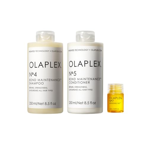 Olaplex Wash and Shine Hair Kit: N¡Æ.4, 5, 7, Shampoo & Conditioner Set | Cleanse, Hydrate, & Control Frizz Up to 72 Hours | Bonding Oil for Shine & Protect | For Coily, Curly, Straight, and Wavy
