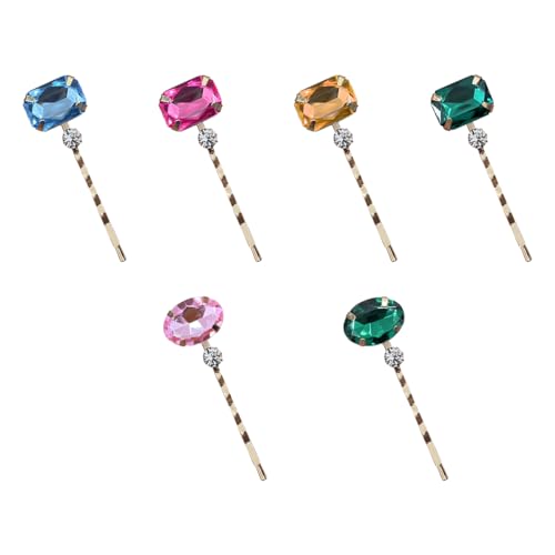 6 Pack Colorful Rhinestone Bobby Pins for Women & Girls