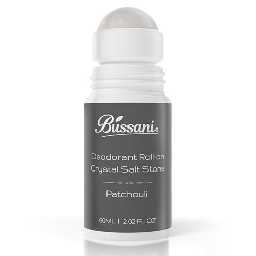 Bussani Men's Natural Roll-On Deodorant - 24H Odor Protection, Patchouli Scent, Aluminum-Free, 2.02 oz
