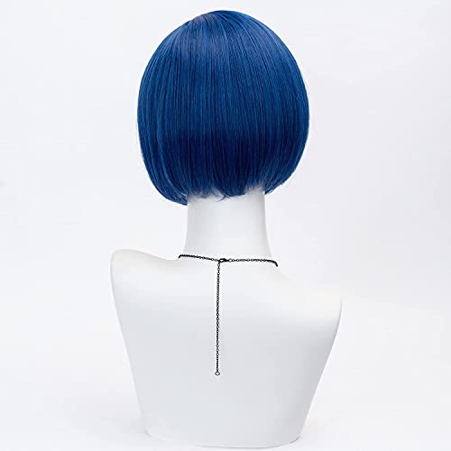 FALAMKA Short Bob Wig with Bangs - Dark Blue Synthetic Cosplay Hair