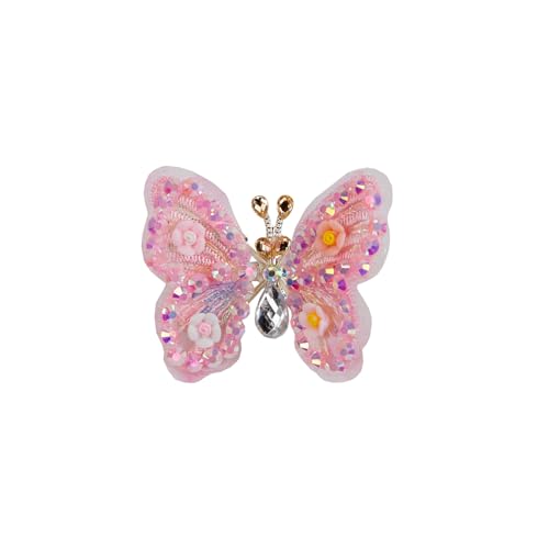 Cartanfill 6-Pack Embroidered Butterfly Hair Clips Set for Girls - Multi-Color, Stylish Hair Accessories (Variation C)