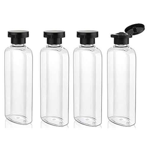 Wowang 4 Pack 7.7oz Travel Squeeze Bottles with Flip Cap - Leak-Proof Toiletry Containers