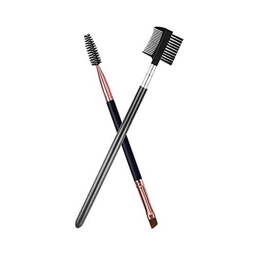 Professional Duo Eyebrow Brush & Eyelash Comb Set - Black