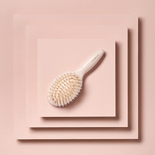 The Hair Edit Mini Finish & Shine Boar Bristle Travel Brush - Cream