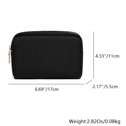 YONBEN Water-Resistant Nylon Makeup Bag for Purse, Black Travel Pouch
